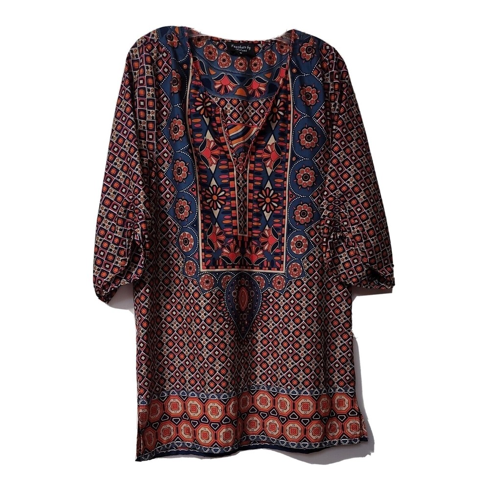 Sundance Catalog Feathers by Tolani Multicolor Geometric Blouse Polyester Size M